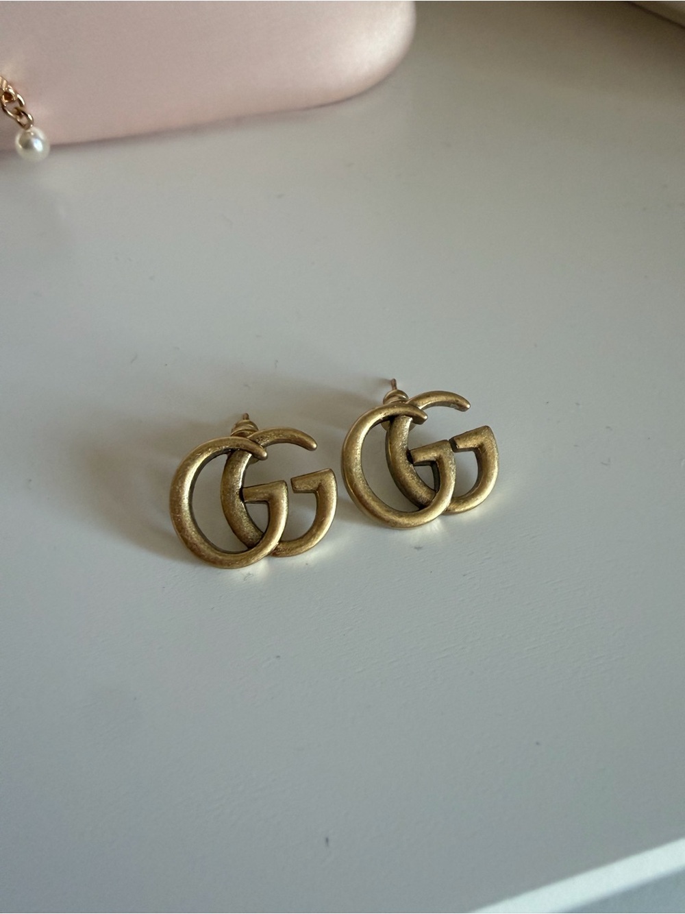Gucci Gold-Tone Double GG Logo Stud Earrings